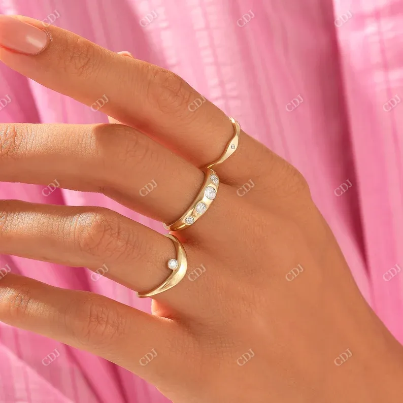 0.03CTW Round Diamond Melted Band Droplet Ring