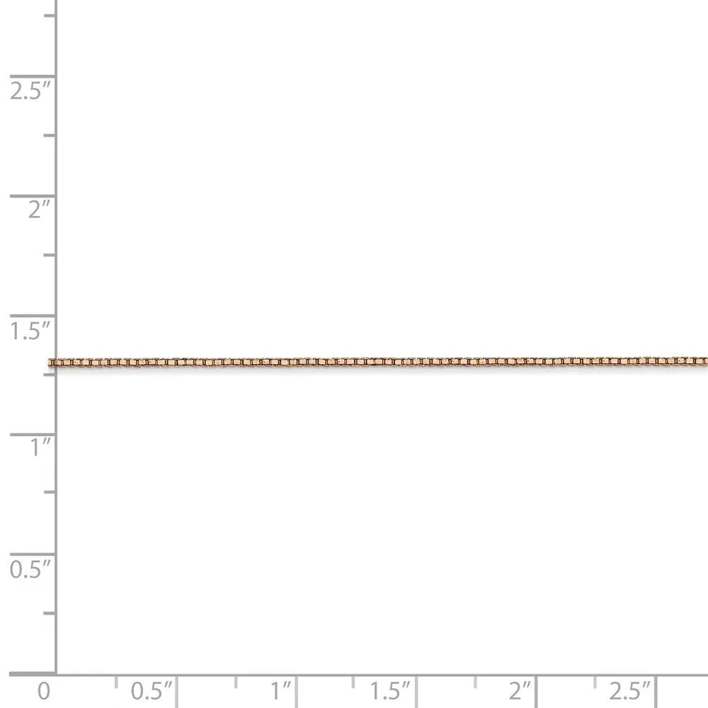 0.9mm, 14k Rose Gold, Box Chain Necklace