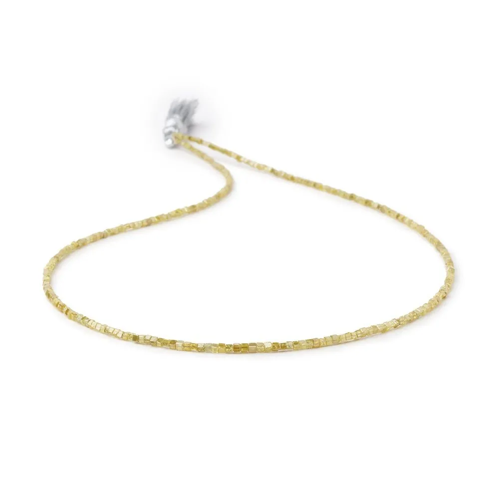 1-1.5mm Canary Yellow Diamond Unfaceted Cube Beads 16 inch 315 pieces