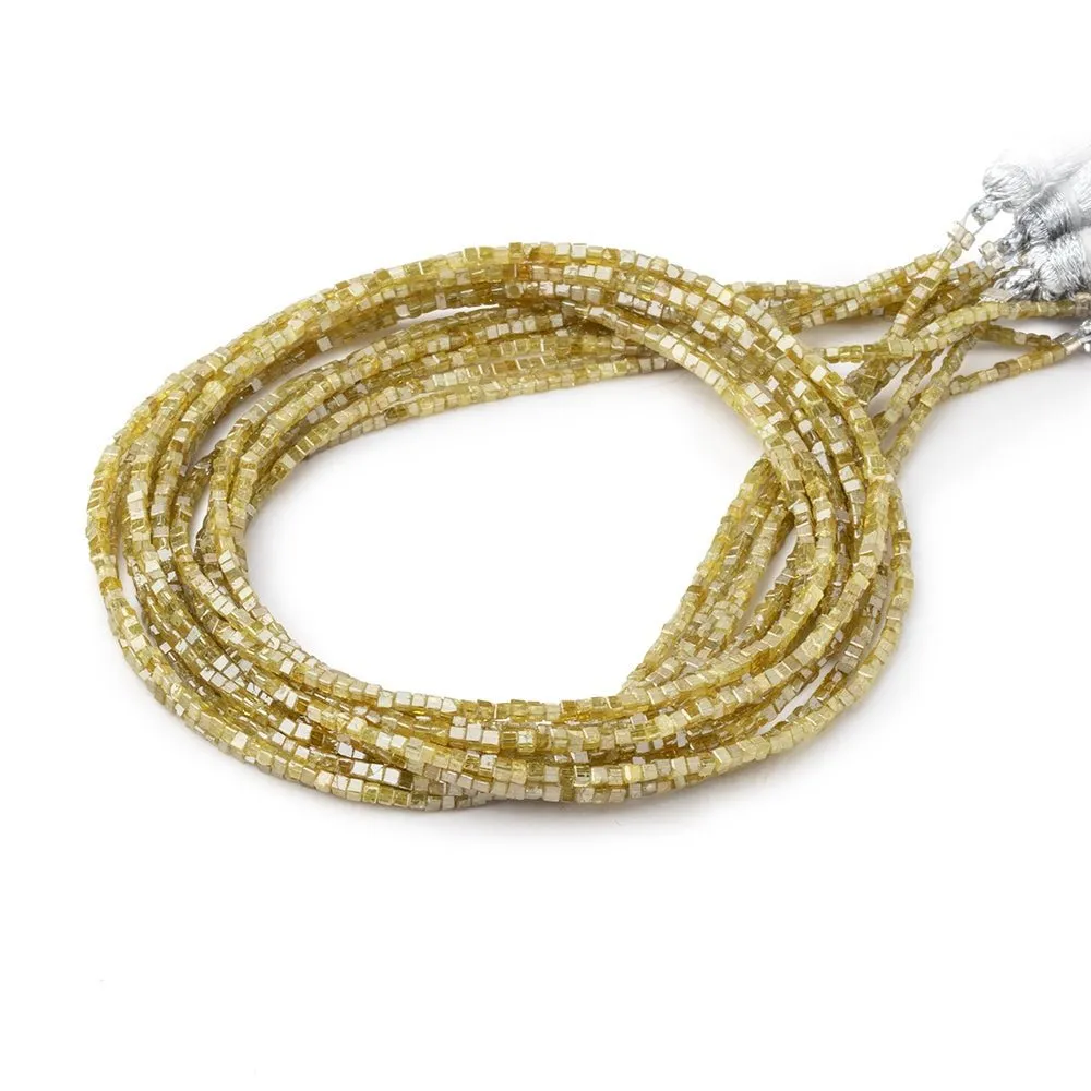 1-1.5mm Canary Yellow Diamond Unfaceted Cube Beads 16 inch 315 pieces
