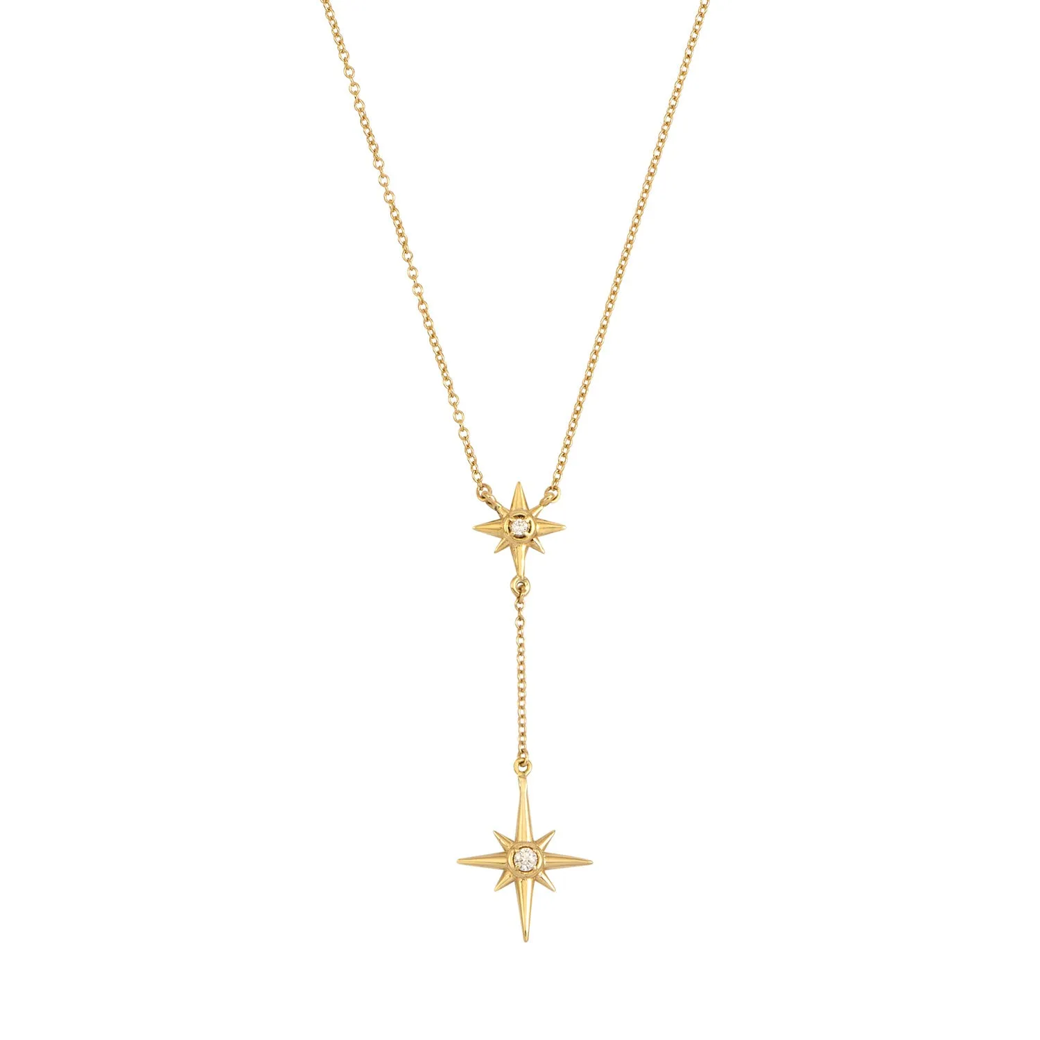 14k Gold & Diamond North Star Double Pendant