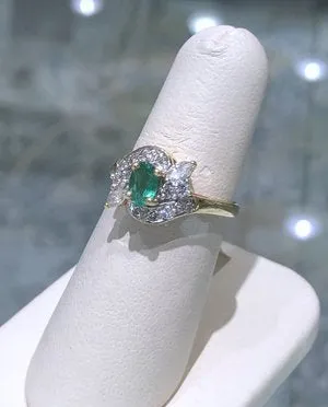 14kt Yellow Gold Emerald and Diamond Ring