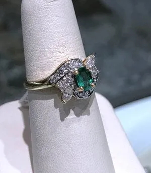 14kt Yellow Gold Emerald and Diamond Ring