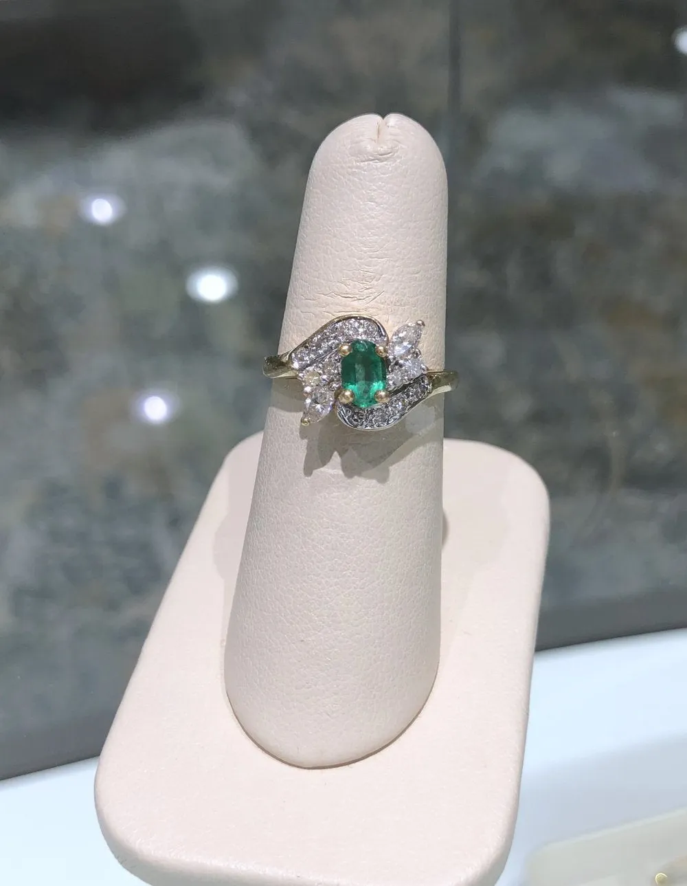 14kt Yellow Gold Emerald and Diamond Ring