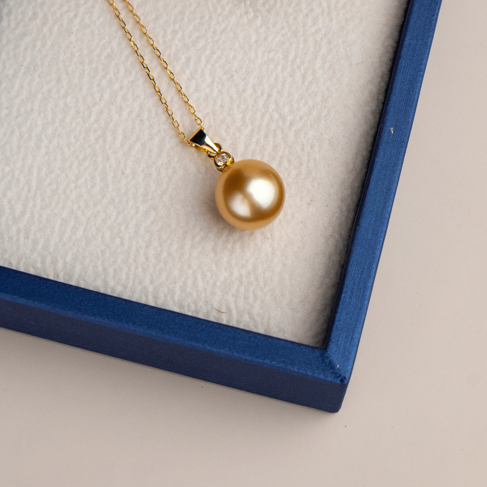 18K Gold Golden South Sea Pearl & Mary Pendant Necklace