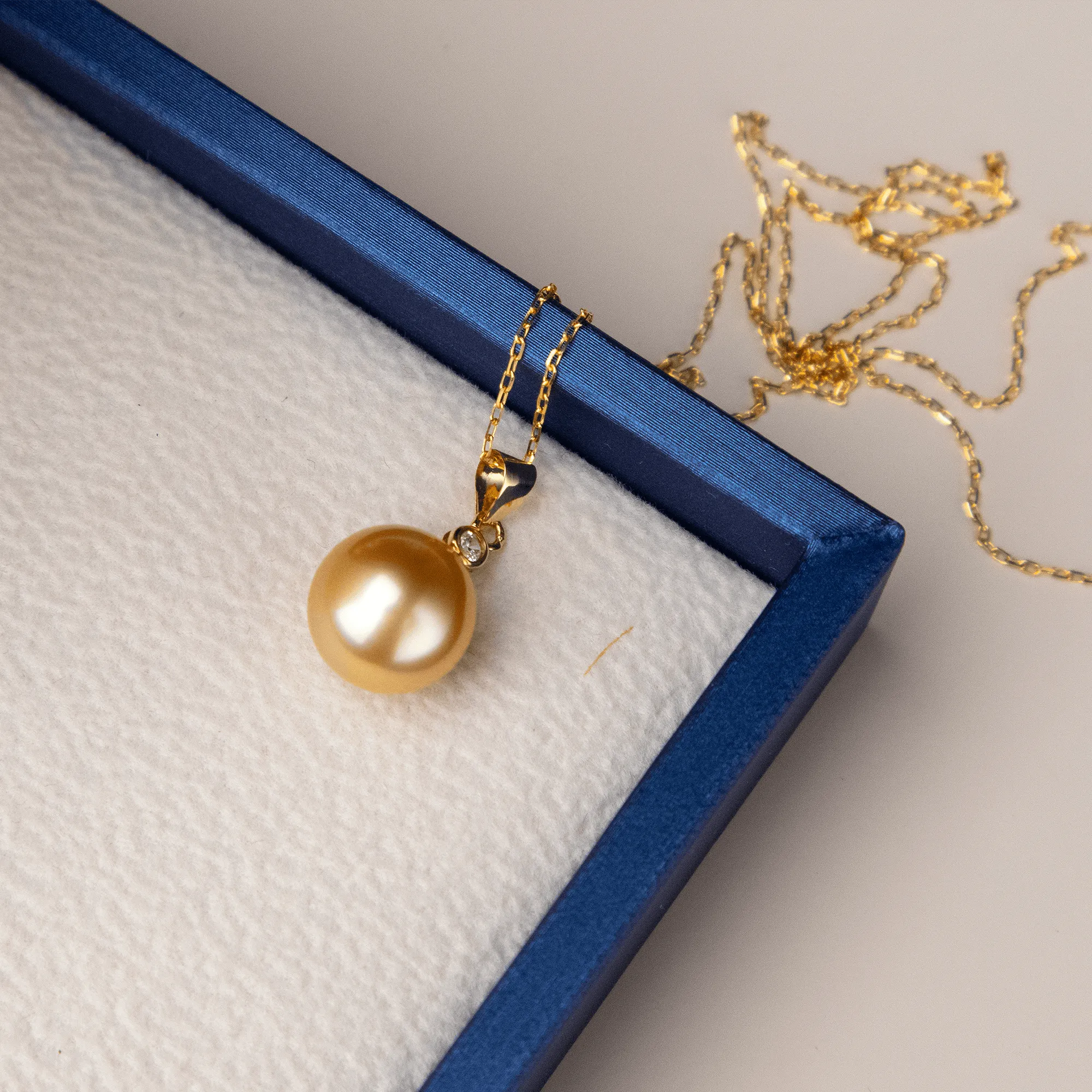 18K Gold Golden South Sea Pearl & Mary Pendant Necklace