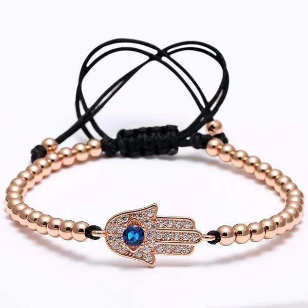 18K Gold Plated Beads Hamsa Hand Unisex Bracelet