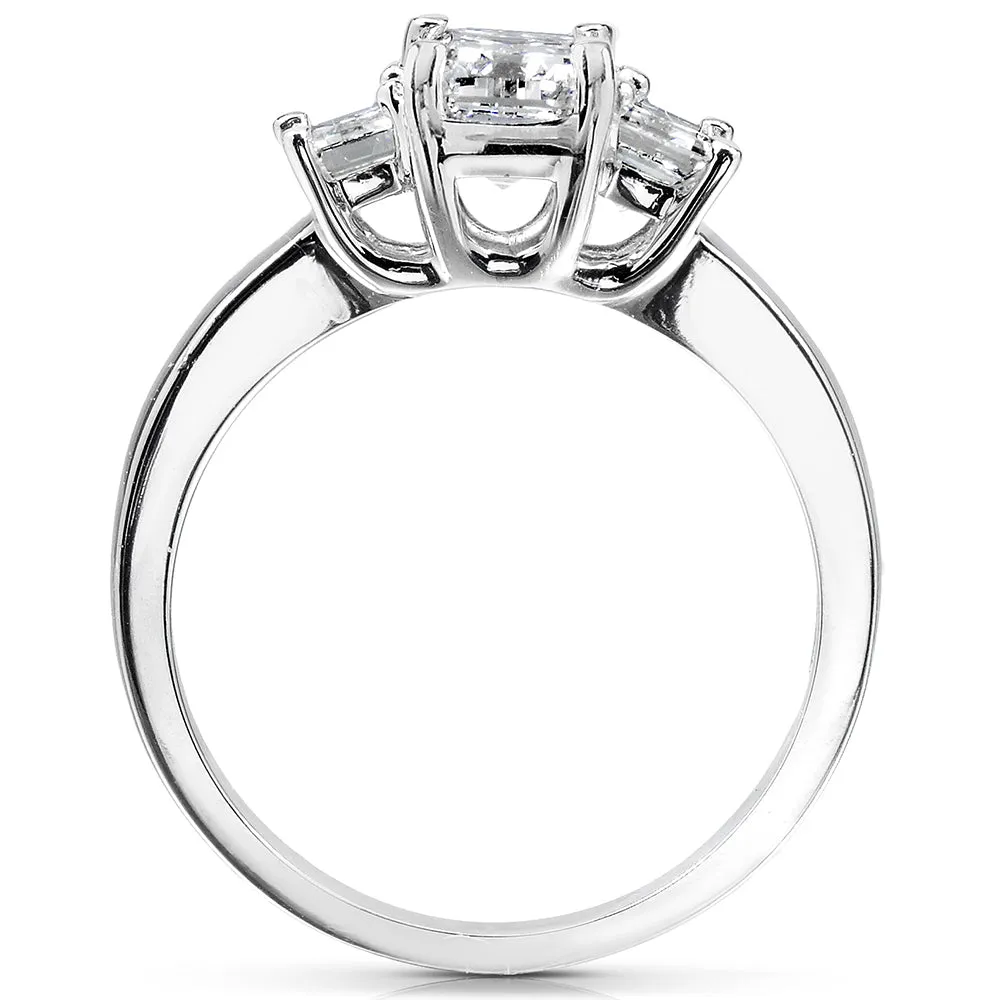 1ct Emerald-cut Moissanite 3-Stone