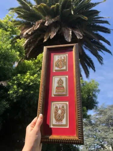 22k Gold Leaf Work On Marble Framed Matted Pictures Set Royal City Jaipur India