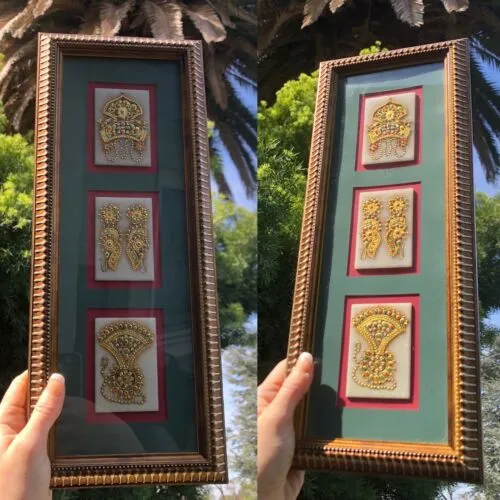 22k Gold Leaf Work On Marble Framed Matted Pictures Set Royal City Jaipur India