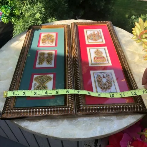 22k Gold Leaf Work On Marble Framed Matted Pictures Set Royal City Jaipur India