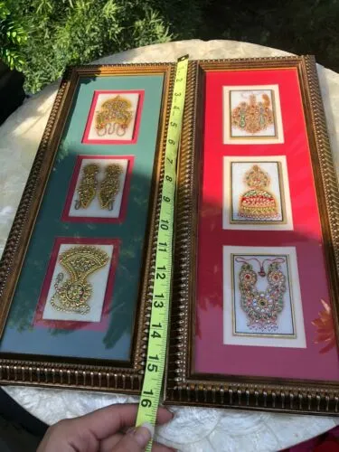 22k Gold Leaf Work On Marble Framed Matted Pictures Set Royal City Jaipur India