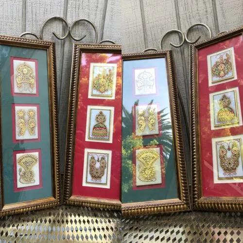 22k Gold Leaf Work On Marble Framed Matted Pictures Set Royal City Jaipur India
