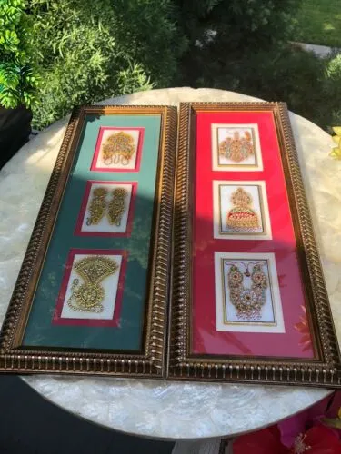 22k Gold Leaf Work On Marble Framed Matted Pictures Set Royal City Jaipur India