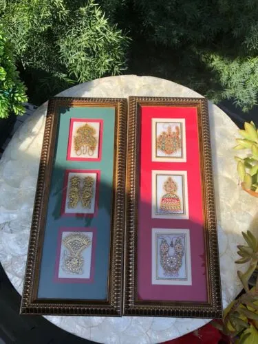 22k Gold Leaf Work On Marble Framed Matted Pictures Set Royal City Jaipur India