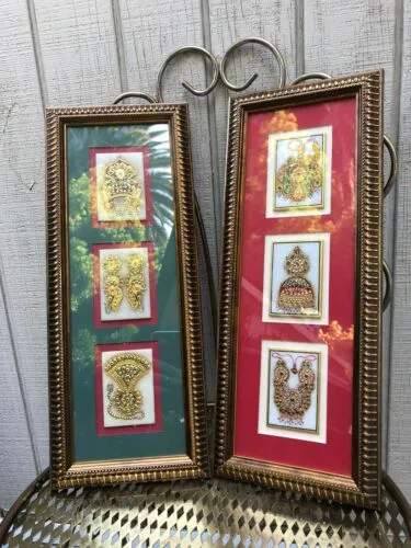 22k Gold Leaf Work On Marble Framed Matted Pictures Set Royal City Jaipur India