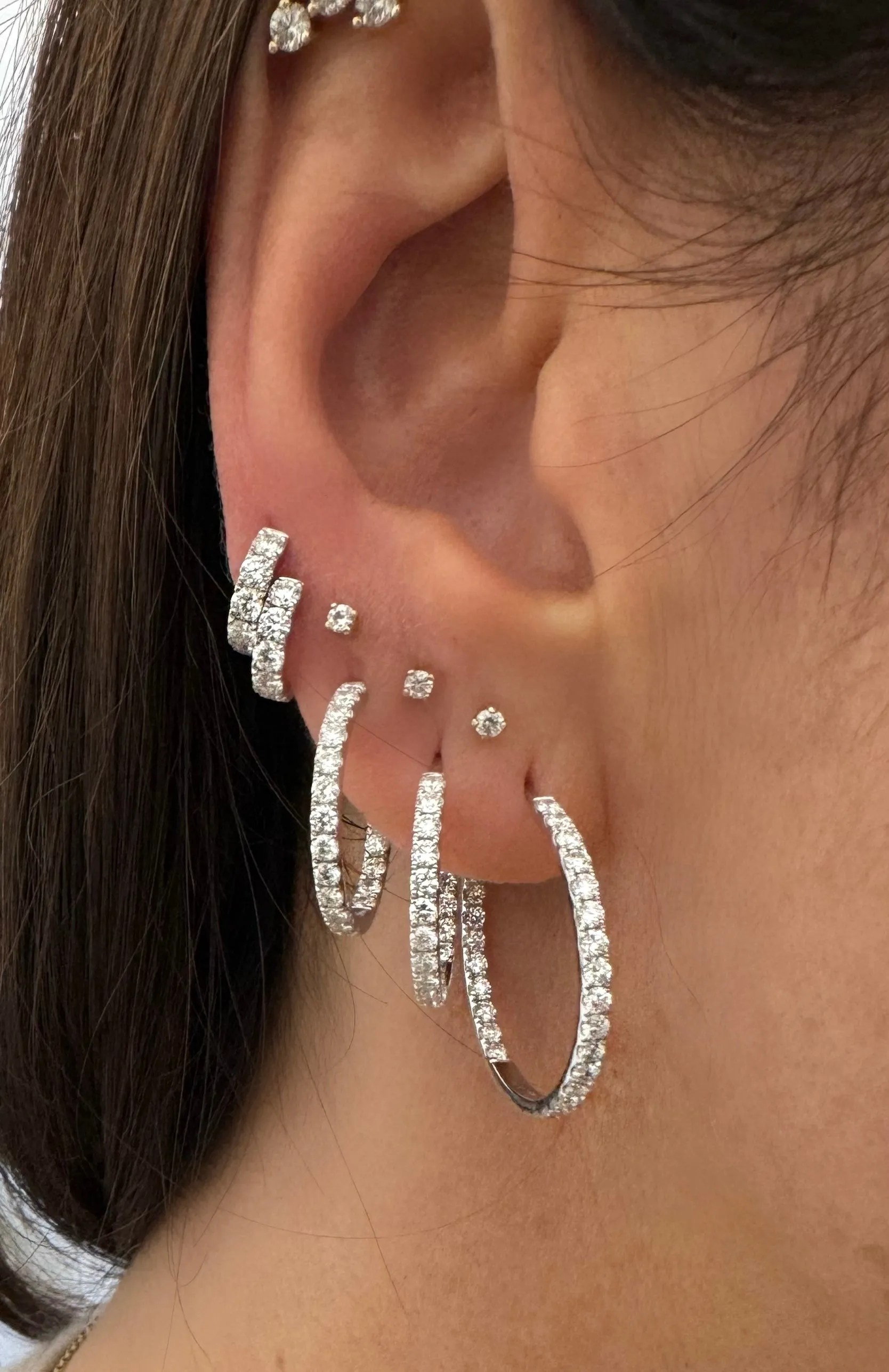 3/4" Full Cut Diamond Hoop Earrings