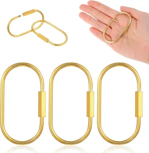 3Pcs Brass Key Rings, Gold Keychain Durable Brass Screw Lock Keychains for Men Women Gold Keychain Clip Tool Simple Style Key Organizer Suitable for Keys Bags Purse Bag Charms
