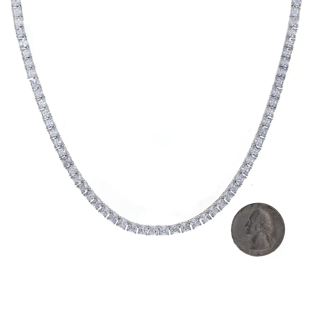 4mm Princess Cut Tennis Necklace