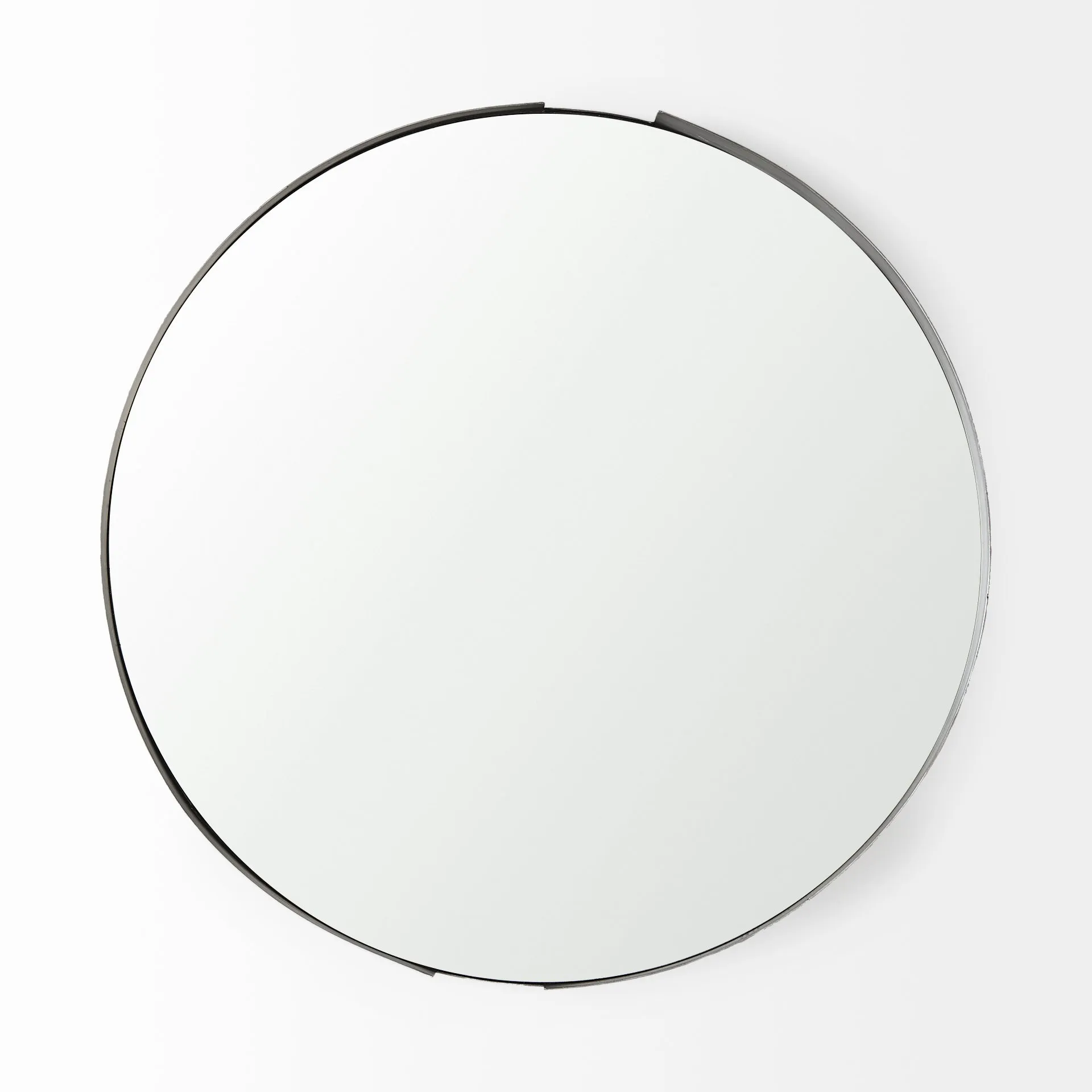 Adrianna Wall Mirror - 24.4" Round Antique Black Frame with Silver Finish for Modern Elegance