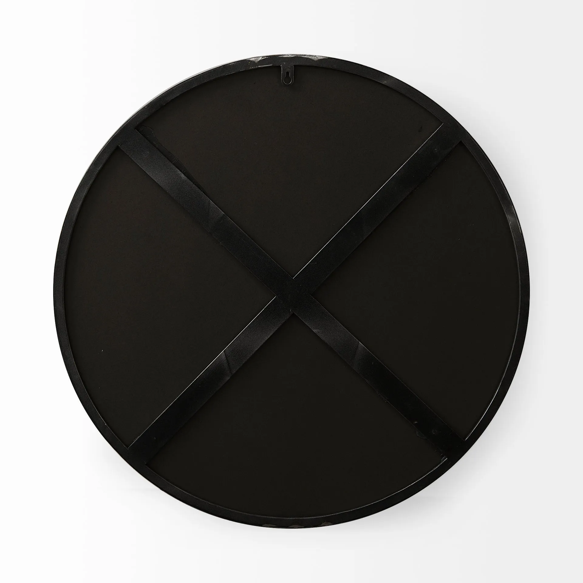 Adrianna Wall Mirror - 24.4" Round Antique Black Frame with Silver Finish for Modern Elegance