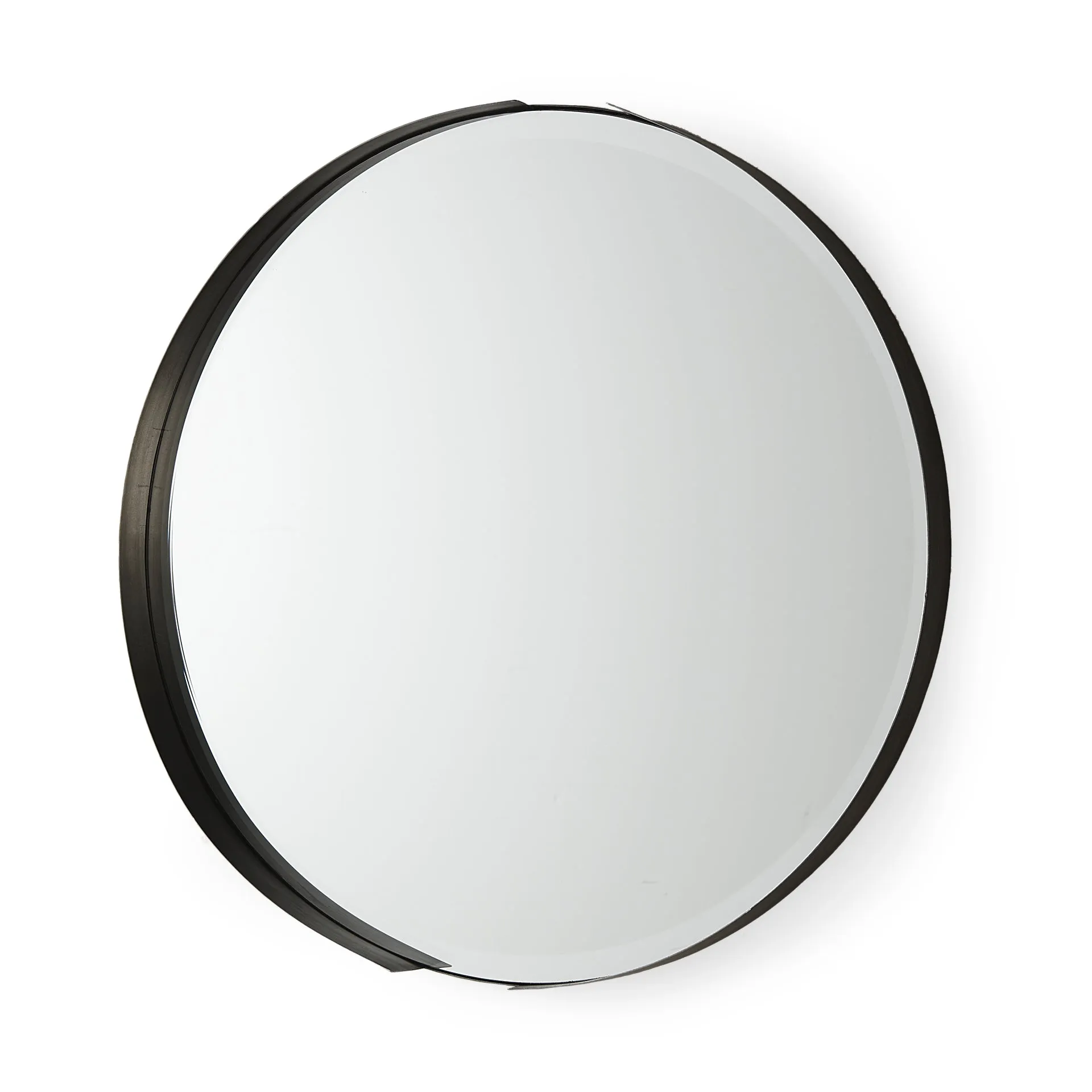 Adrianna Wall Mirror - 24.4" Round Antique Black Frame with Silver Finish for Modern Elegance