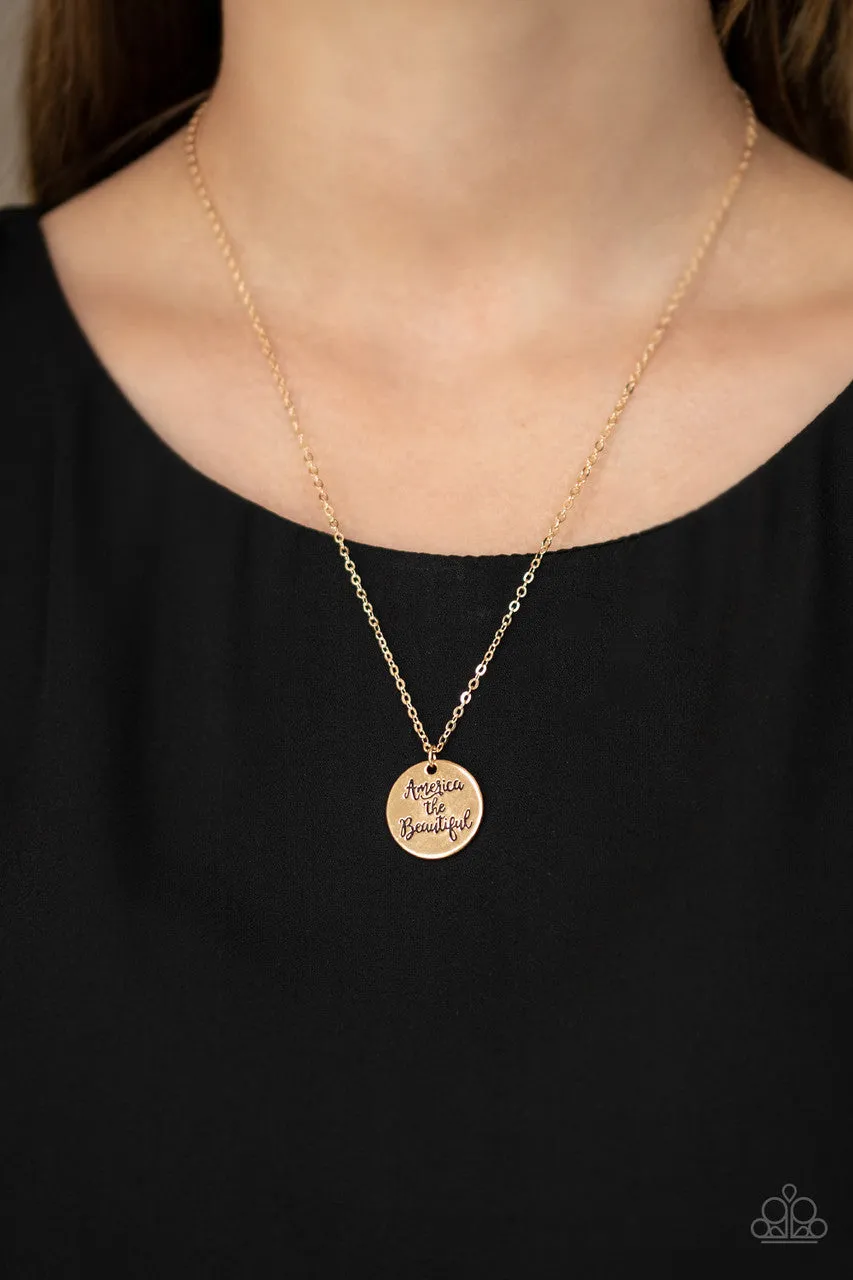 America the Beautiful Gold Paparazzi Necklace