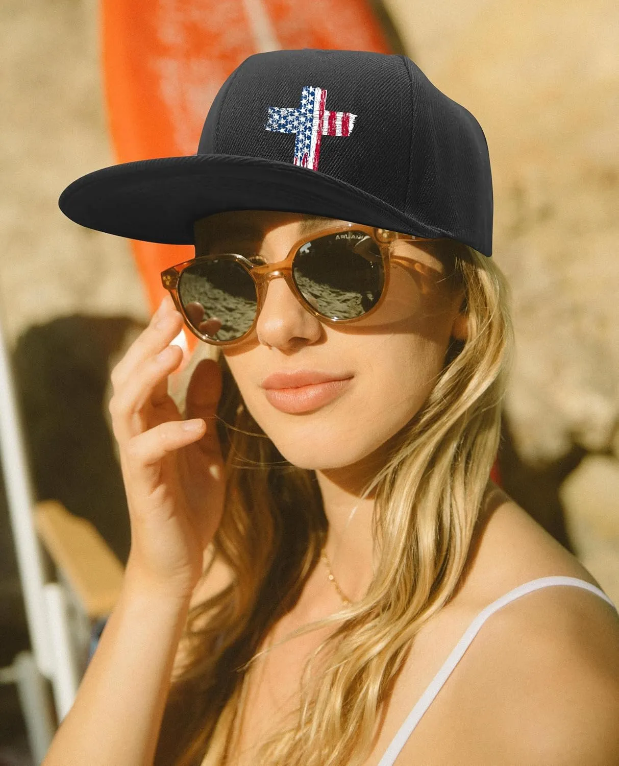 American Flag Cross Snapback Hats for Men Christian Hats Flat Bill Brim Hats for Men Snap Back Hats Black Baseball Cap Boys