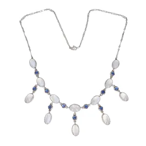 Antique Arts & Crafts Silver Moonstone Festoon Necklace