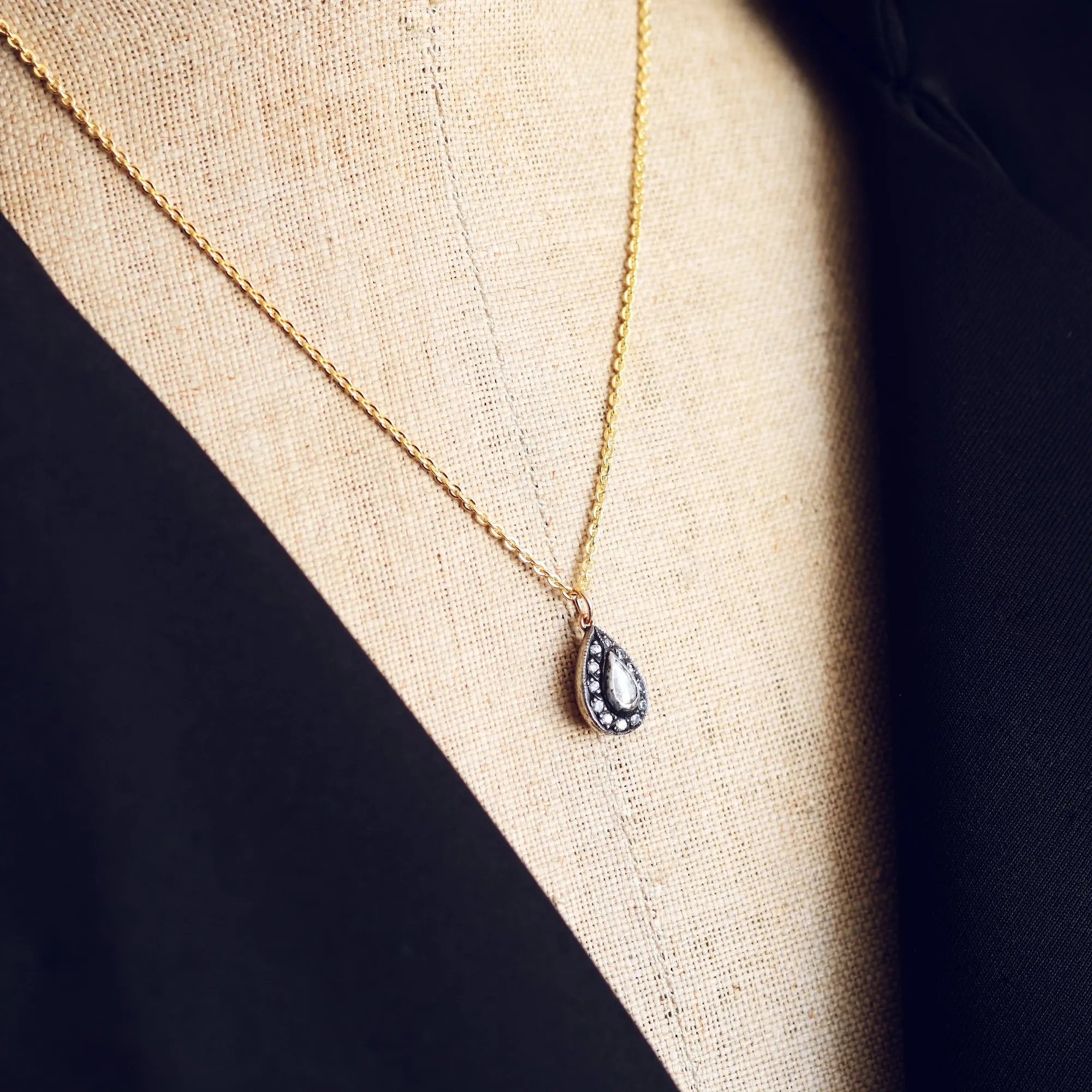 Antique Pear Shaped Rose Diamond Pendant