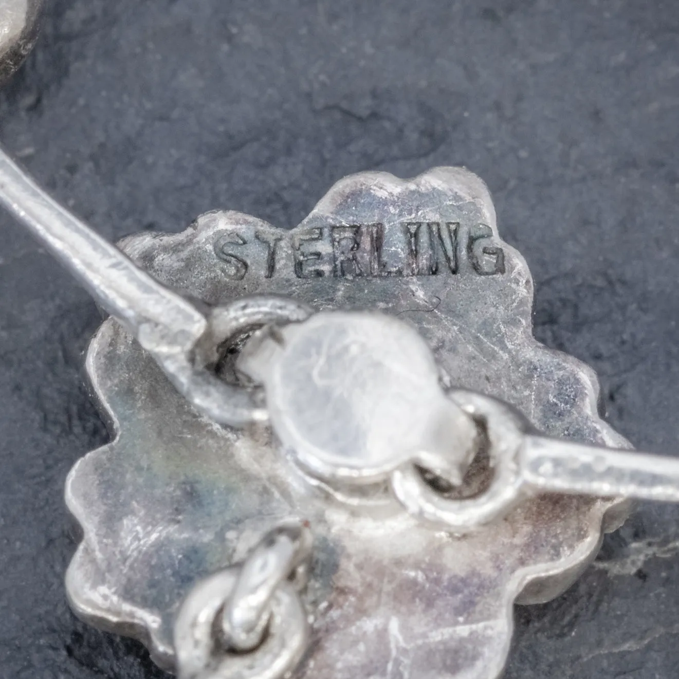 Antique Victorian Pink Paste Lavalier Necklace Sterling Silver Circa 1900