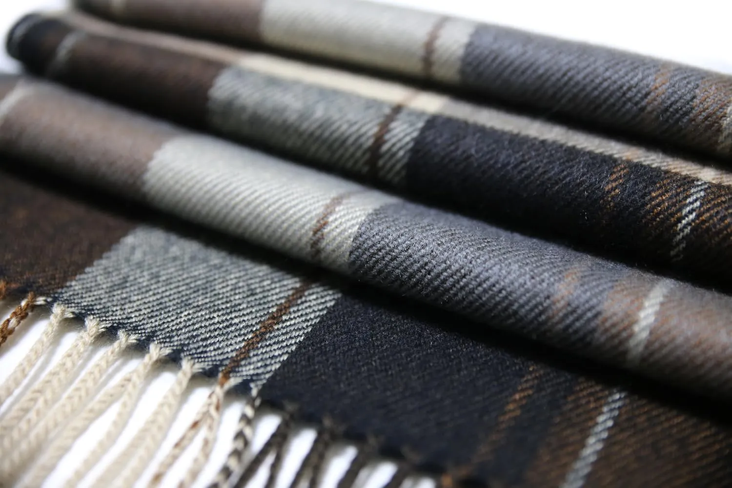 A.WAVE Softer than Cashmere Wool Touch Tassel Ends Plaid Check Solid Scarf