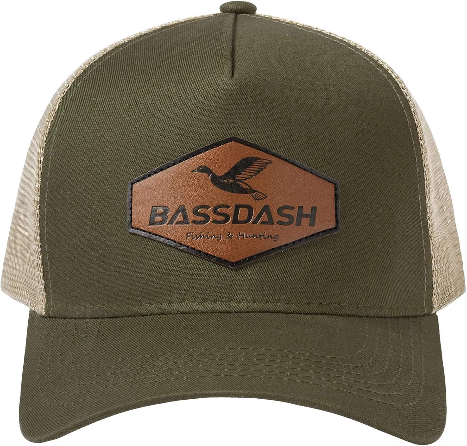 BASSDASH Trucker Hat Embroidered Patch Adjustable Baseball Cap Mesh Back Fishing Hat