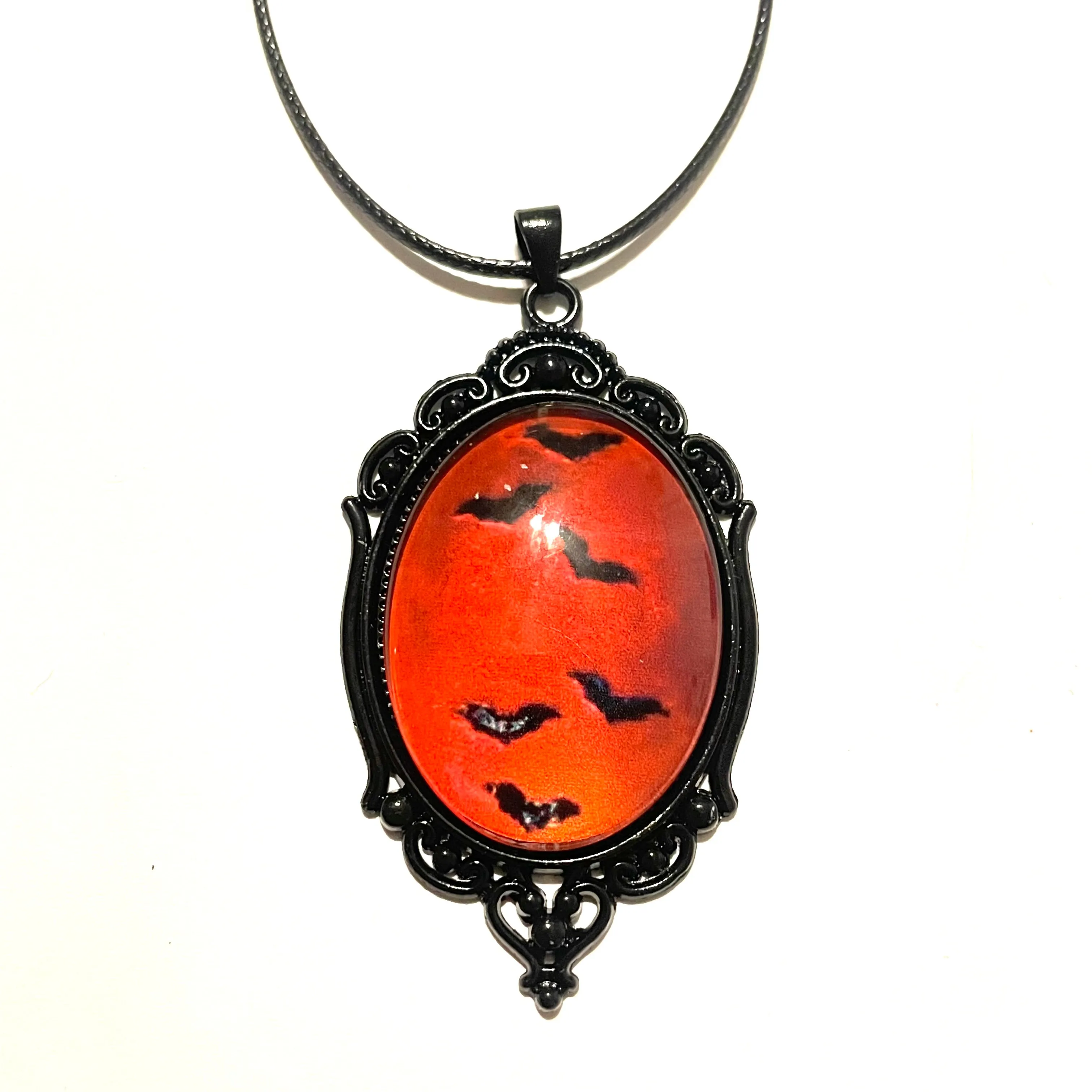 Big Red Bats Cameo Pendant Necklace