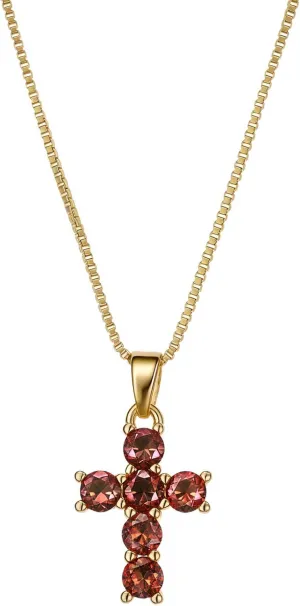 Birthstone Necklace for Women ?C Dainty Gold Cross Necklaces with Cubic Zirconia Pendant 14k Gold Plated Gift