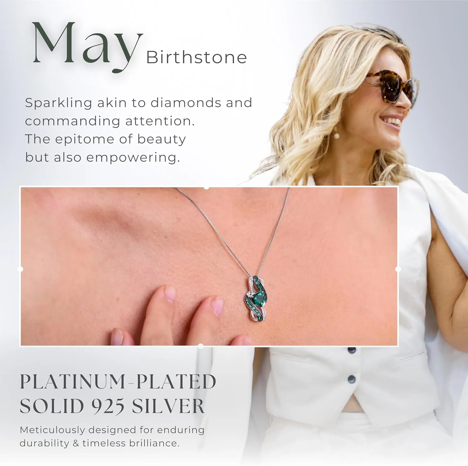 Birthstone Necklace Gift for Her Anniversary Present for Wife Girlfriend Mom Platinum Plated Sterling Silver Infinity Heart Necklace Gift for Women Mother??s Day Valentine??s Day Christmas Day
