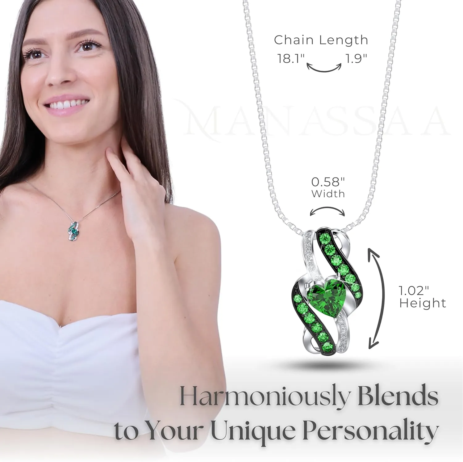 Birthstone Necklace Gift for Her Anniversary Present for Wife Girlfriend Mom Platinum Plated Sterling Silver Infinity Heart Necklace Gift for Women Mother??s Day Valentine??s Day Christmas Day