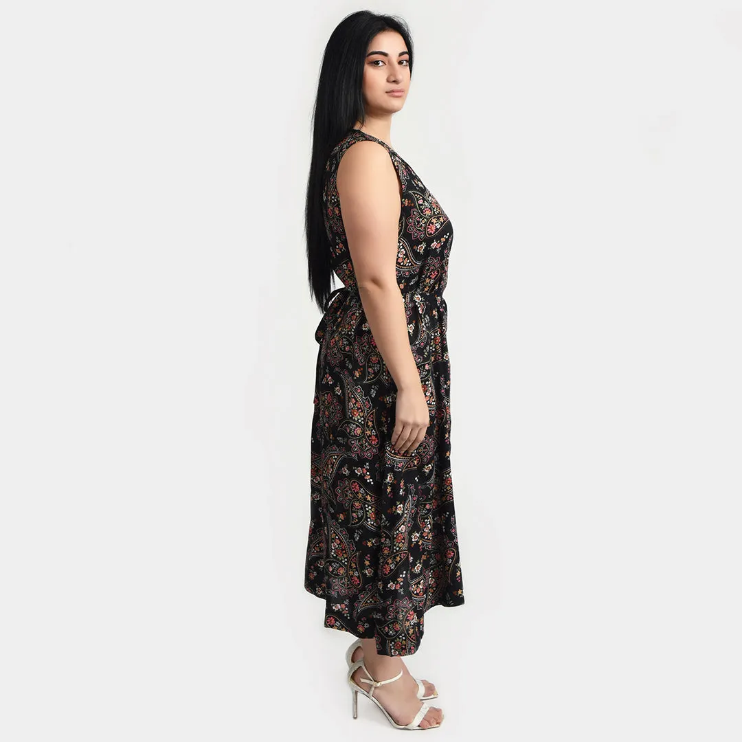 Black Belted Sleeveless Midi Dress Size 14-30 B4