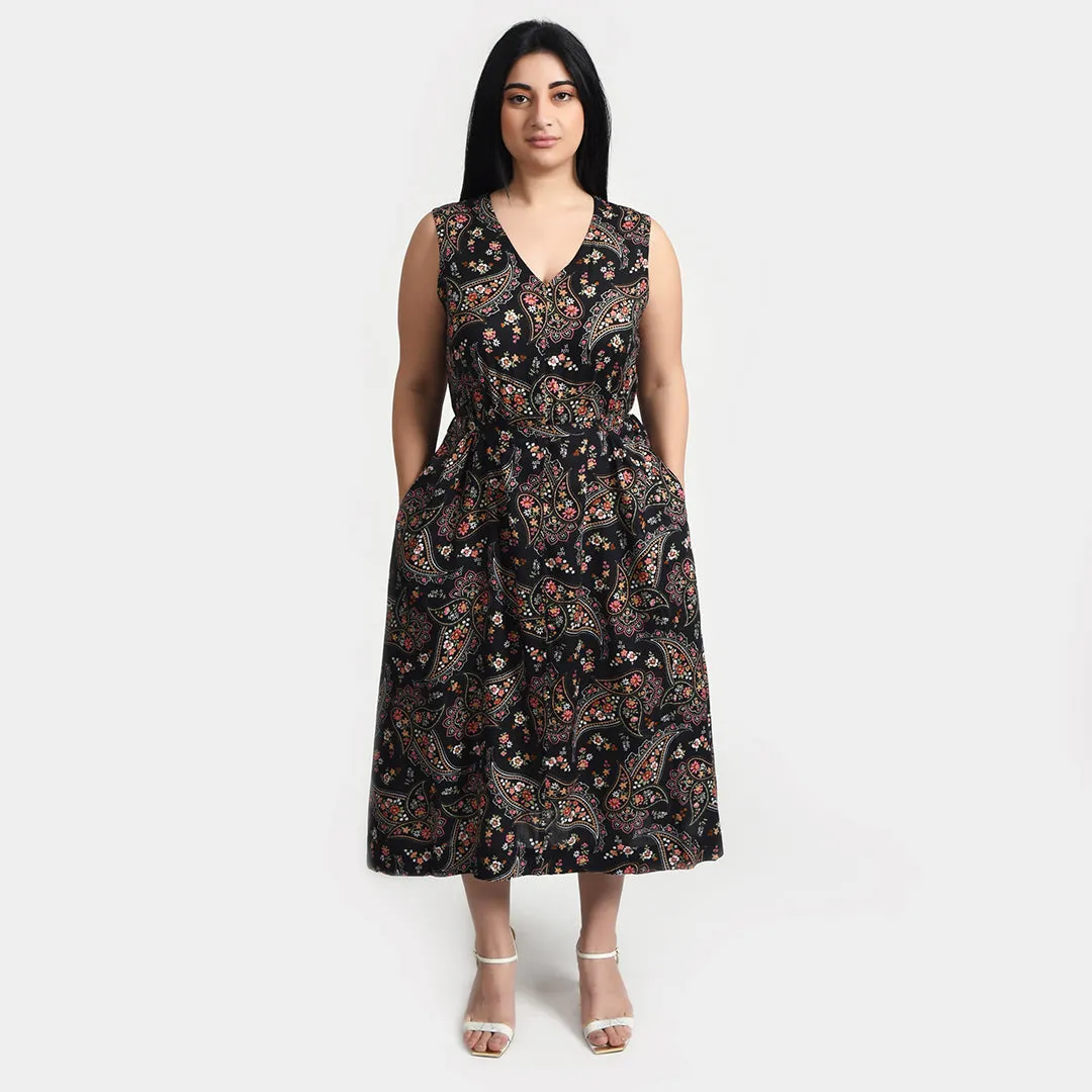 Black Belted Sleeveless Midi Dress Size 14-30 B4