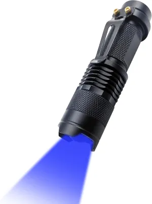 Blue LED Flashlight Single Mode Adjustable Focus Blue Light Flashlight Compact Flashlights for Night Fishing Outdoor Activities Hunting (1)