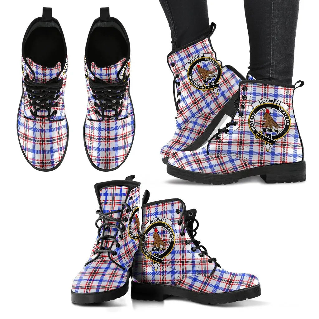 Boswell Modern Tartan Clan Badge Leather Boots