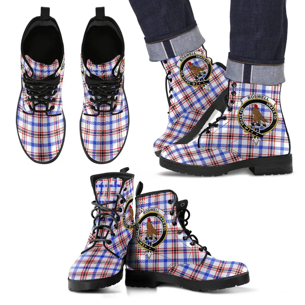 Boswell Modern Tartan Clan Badge Leather Boots