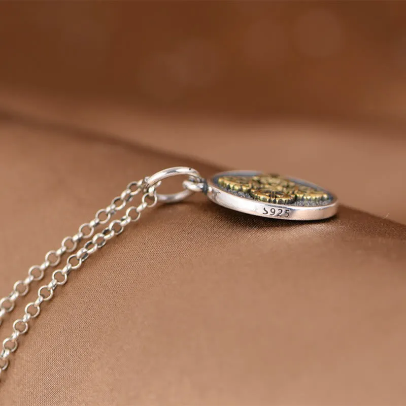 Buddha Stones 925 Sterling Silver Double Dorje Vajra Blessing Necklace Pendant