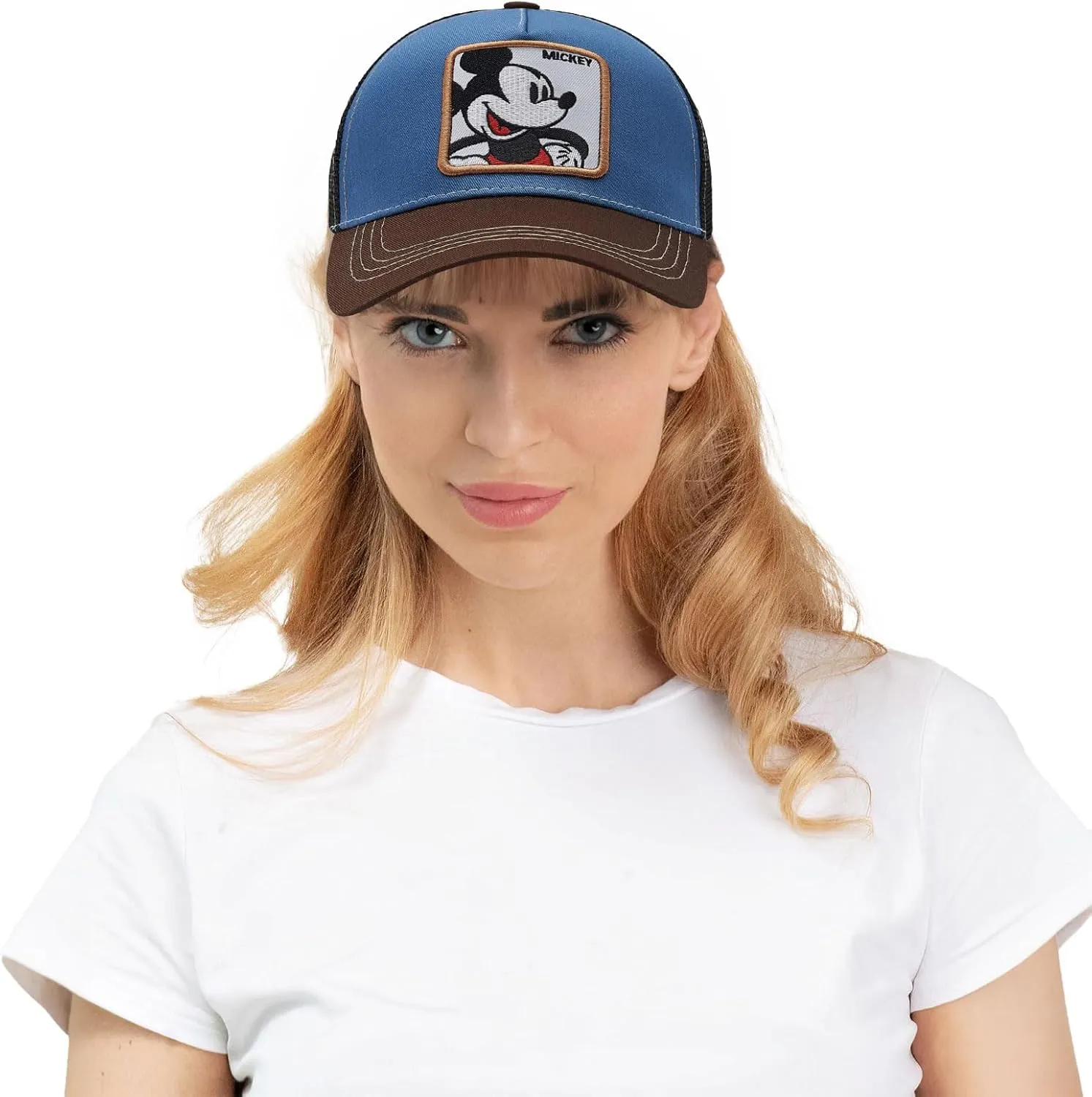 Cartoon Baseball Cap for Men Women, Adjustable Mesh Trucker Hat Anime Embroidered Design Snapback