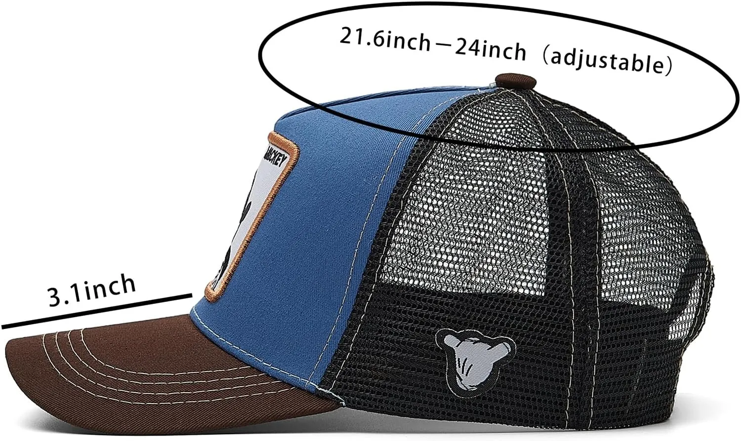 Cartoon Baseball Cap for Men Women, Adjustable Mesh Trucker Hat Anime Embroidered Design Snapback