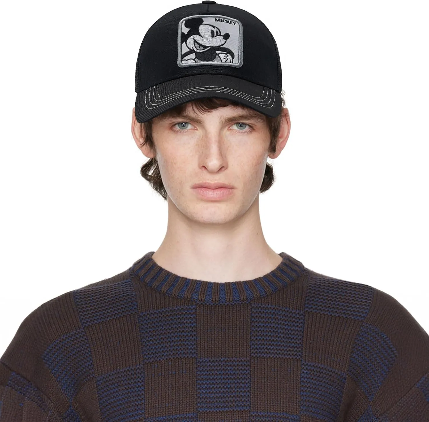 Cartoon Baseball Cap for Men Women, Adjustable Mesh Trucker Hat Anime Embroidered Design Snapback