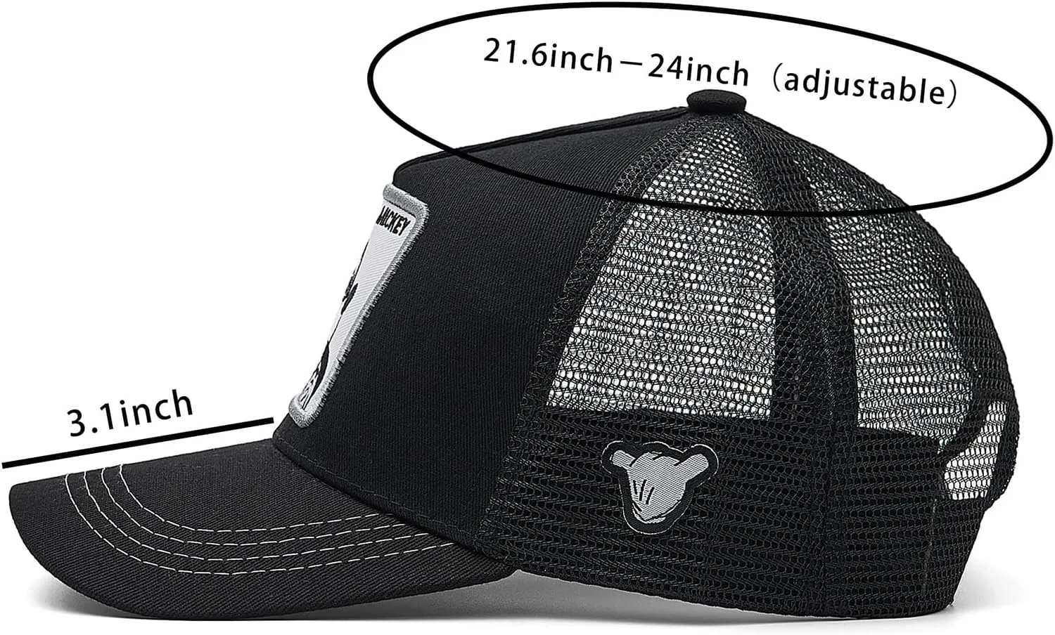 Cartoon Baseball Cap for Men Women, Adjustable Mesh Trucker Hat Anime Embroidered Design Snapback