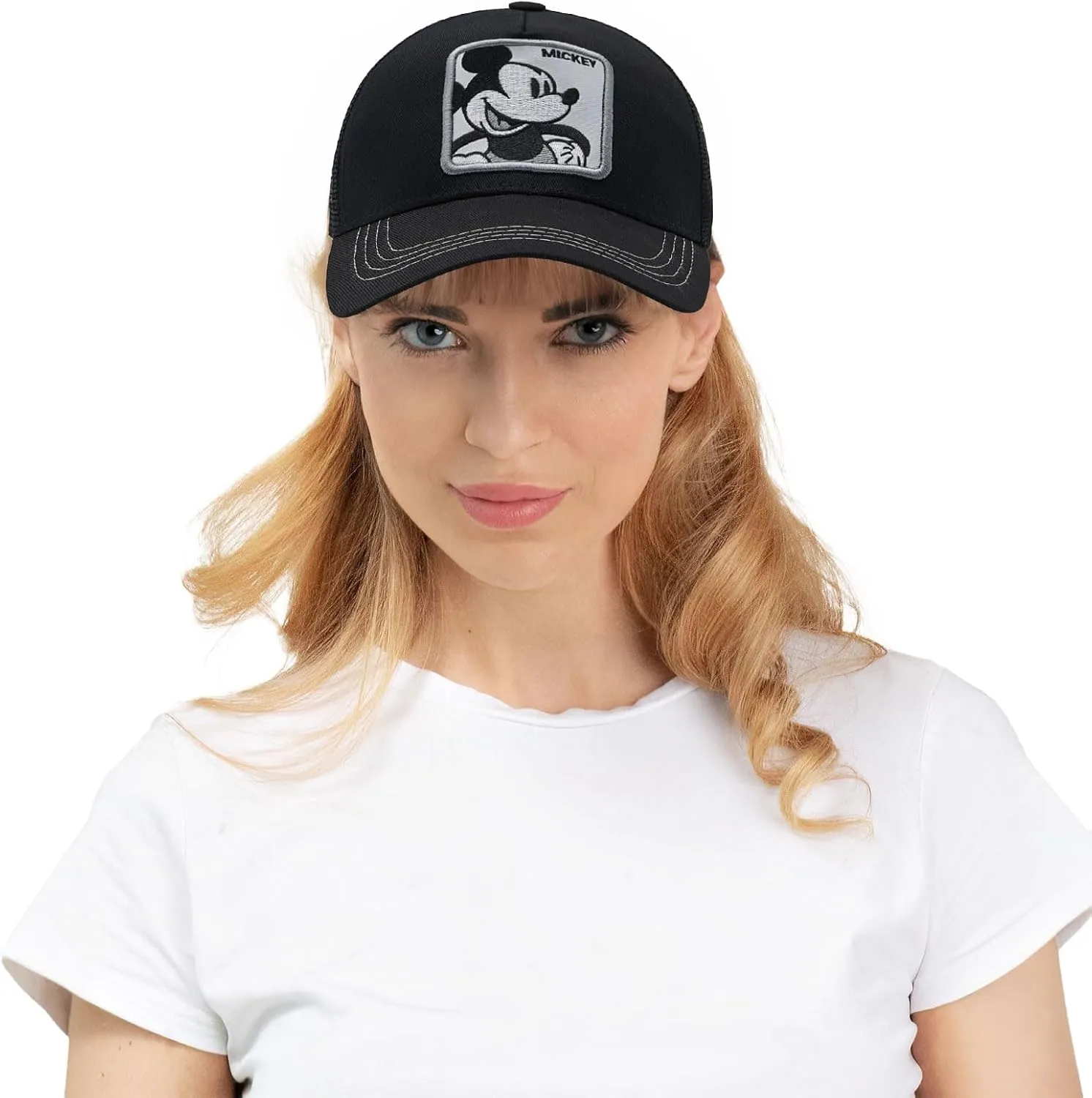 Cartoon Baseball Cap for Men Women, Adjustable Mesh Trucker Hat Anime Embroidered Design Snapback