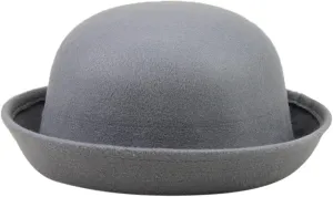 Classic Bowler Hat Fedora Hats Winter Men Women Woolen Roll-up Brim Cloche Hats Trendy Woolen Bowler Hat