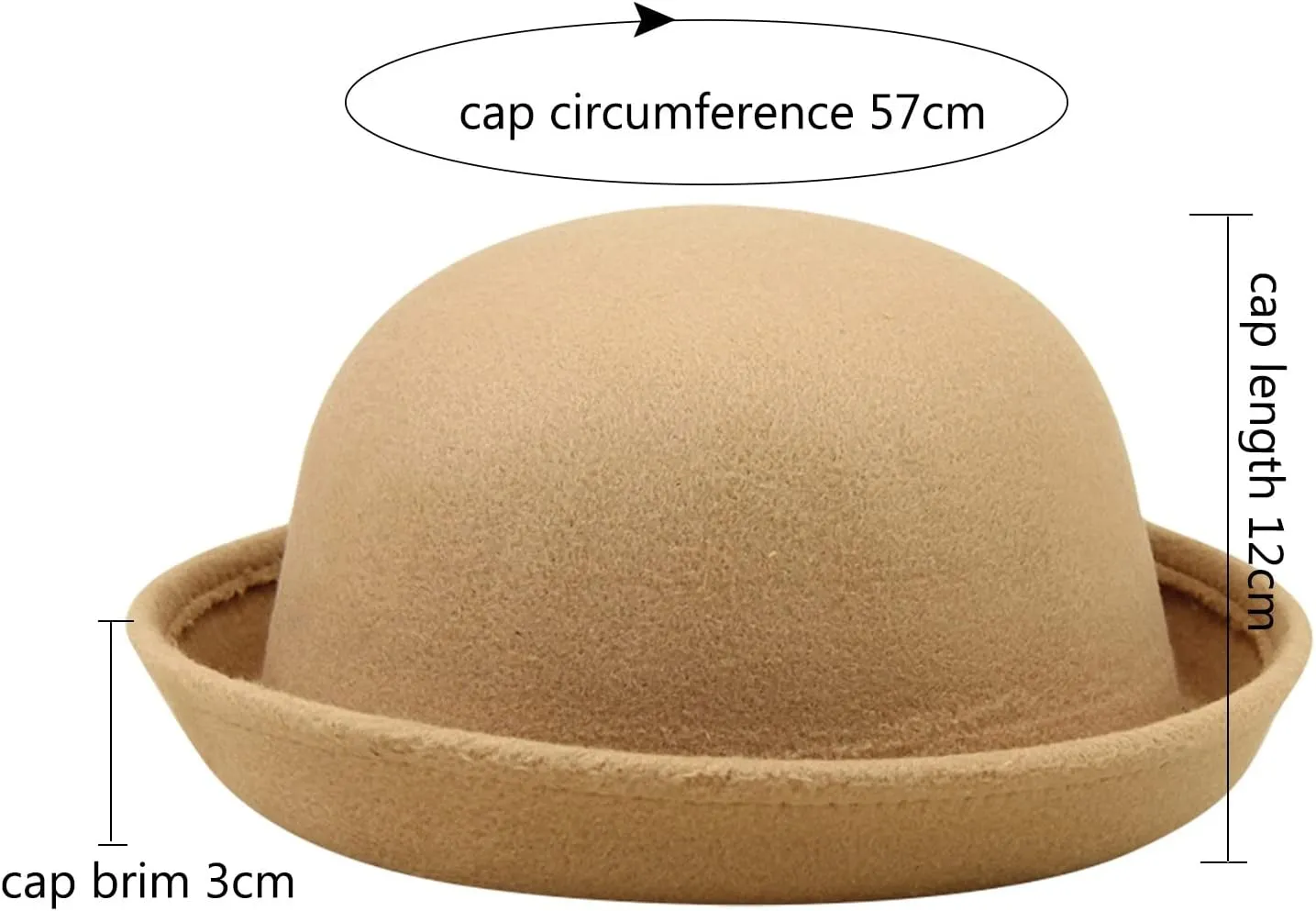 Classic Bowler Hat Fedora Hats Winter Men Women Woolen Roll-up Brim Cloche Hats Trendy Woolen Bowler Hat